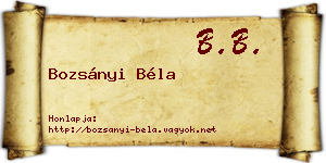 Bozsányi Béla névjegykártya